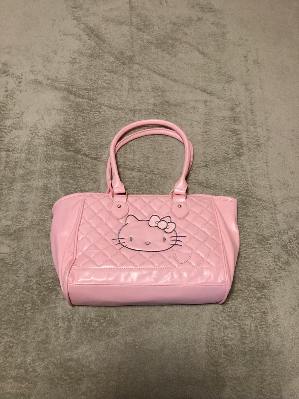 Hello Kitty Pink Quilted Tote with Embroidered Face